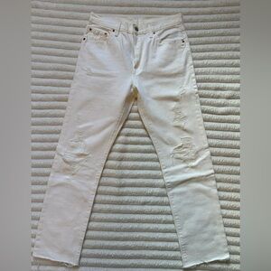 Levi's White Distressed Straight Leg Women's Jeans